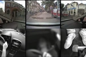 panorama záběrů z kamer uvnitr vozidla UDRIVE projektu