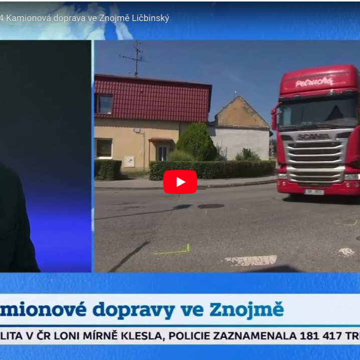 Studio ČT24: Reportáž o kamionové dopravě ve Znojmě